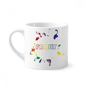 Dıythinker 170 ml Beyaz LGBT Gökkuşağı Bayrağı Aile Mini Kahve Seramik Kupa