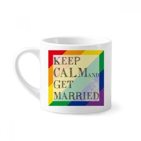 Dıythinker 170 ml Beyaz LGBT Gökkuşağı Bayrağı Evlenin Mini Kahve Seramik Kupa