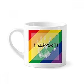 Dıythinker 170 ml Beyaz LGBT Gökkuşağı Bayrağı I Destek Mini Kahve Seramik Kupa