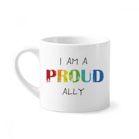 Dıythinker 170 ml Beyaz LGBT Gökkuşağı Bayrağı Proud Ally Mini Kahve Seramik Kupa