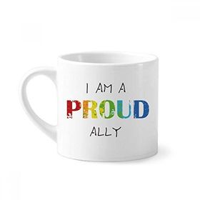 Dıythinker 170 ml Beyaz LGBT Gökkuşağı Bayrağı Proud Ally Mini Kahve Seramik Kupa