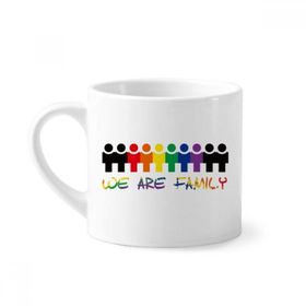 Dıythinker 170 ml Beyaz LGBT Gökkuşağı Bayrağı We Are Family Mini Kahve Seramik Kupa