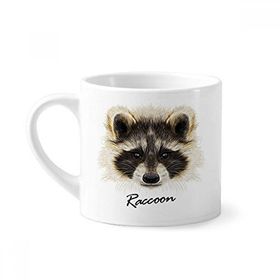 Dıythinker 170 ml Beyaz Little Mischievous Kahverengi Rakun Hayvan Mini Kahve Seramik Kupa