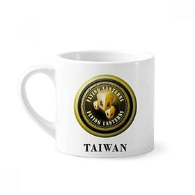 Dıythinker 170 ml Beyaz Logolu Tayvan Uçan fenerler Mini Kahve Seramik Kupa