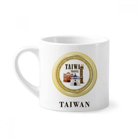Dıythinker 170 ml Beyaz Logosu Tayvan Gezi İnşaat Mini Kahve Seramik Kupa