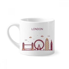 Dıythinker 170 ml Beyaz Londra İngiltere Düz Simge Desenli Mini Kahve Seramik Kupa