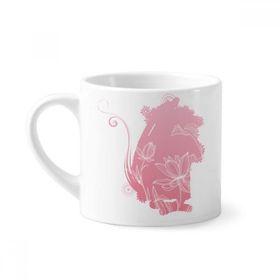 Dıythinker 170 ml Beyaz Lotus Çiçeği Fare Bitki Çiçek Mini Kahve Seramik Kupa