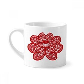 Dıythinker 170 ml Beyaz Lotus Çin Zodyak Kağıt Kesim Çiçek Hayvan Mini Kahve Seramik Kupa