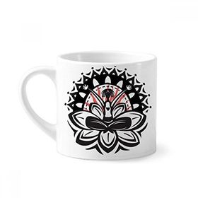 Dıythinker 170 ml Beyaz Lotus Silüeti Meksika Meksika Mini Kahve Seramik Kupa