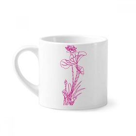 Dıythinker 170 ml Beyaz Lotus Yaprağı Lotus Çiçeği Saz Çiçek Bitki Mini Kahve Seramik Kupa