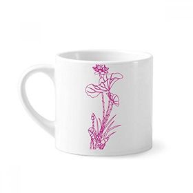 Dıythinker 170 ml Beyaz Lotus Yaprağı Lotus Çiçeği Saz Çiçek Bitki Mini Kahve Seramik Kupa