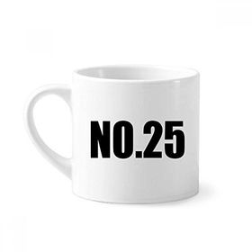 Dıythinker 170 ml Beyaz Lucky No.25 Numara Adı Mini Kahve Seramik Kupa