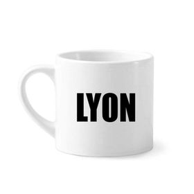 Dıythinker 170 ml Beyaz Lyon Fransa Şehir Adı Mini Kahve Seramik Kupa