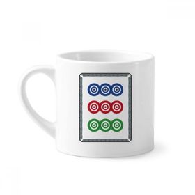 Dıythinker 170 ml Beyaz Mahjong Daire Noktalı 9 Fayans Desenli Mini Kahve Seramik Kupa