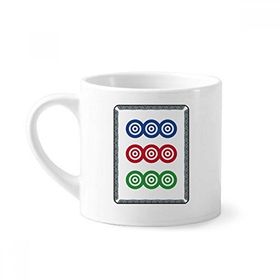 Dıythinker 170 ml Beyaz Mahjong Daire Noktalı 9 Fayans Desenli Mini Kahve Seramik Kupa