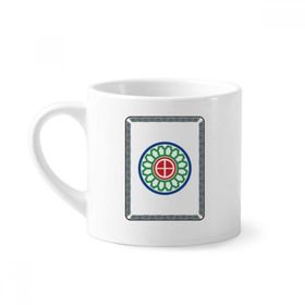Dıythinker 170 ml Beyaz Mahjong Yuvarlak Noktalı 1 Fayans Desenli Mini Kahve Seramik Kupa