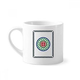 Dıythinker 170 ml Beyaz Mahjong Yuvarlak Noktalı 1 Fayans Desenli Mini Kahve Seramik Kupa