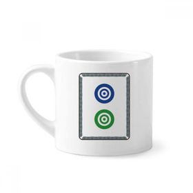 Dıythinker 170 ml Beyaz Mahjong Yuvarlak Noktalı 2 Fayans Desenli Mini Kahve Seramik Kupa