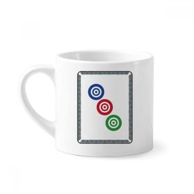 Dıythinker 170 ml Beyaz Mahjong Yuvarlak Noktalı 3 Fayans Desenli Mini Kahve Seramik Kupa