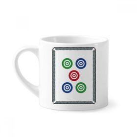 Dıythinker 170 ml Beyaz Mahjong Yuvarlak Noktalı 5 Fayans Desenli Mini Kahve Seramik Kupa