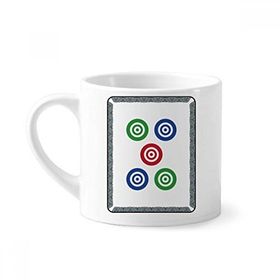 Dıythinker 170 ml Beyaz Mahjong Yuvarlak Noktalı 5 Fayans Desenli Mini Kahve Seramik Kupa