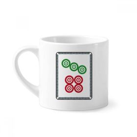 Dıythinker 170 ml Beyaz Mahjong Yuvarlak Noktalı 7 Fayans Desenli Mini Kahve Seramik Kupa