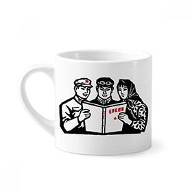 Dıythinker 170 ml Beyaz Mao Zedong Anthology Çin Asker Mini Kahve Seramik Kupa
