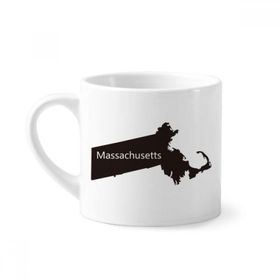 Dıythinker 170 ml Beyaz Massachusetts ABD Haritası Silüeti Mini Kahve Seramik Kupa