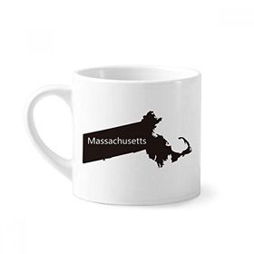 Dıythinker 170 ml Beyaz Massachusetts ABD Haritası Silüeti Mini Kahve Seramik Kupa