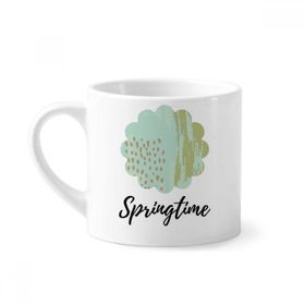 Dıythinker 170 ml Beyaz Matcha Soyut Bitkiler Sanat Desenli Mini Kahve Seramik Kupa