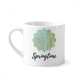 Dıythinker 170 ml Beyaz Matcha Soyut Bitkiler Sanat Desenli Mini Kahve Seramik Kupa