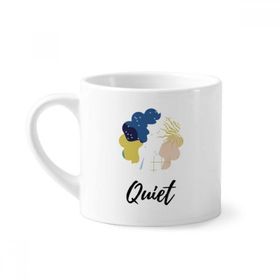Dıythinker 170 ml Beyaz Mavi Beyaz Soyut Bitkiler Sanatsal Mini Kahve Seramik Kupa