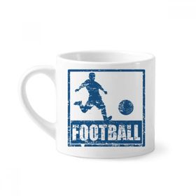 Dıythinker 170 ml Beyaz Mavi Futbolcu Kick Futbol Mini Kahve Seramik Kupa
