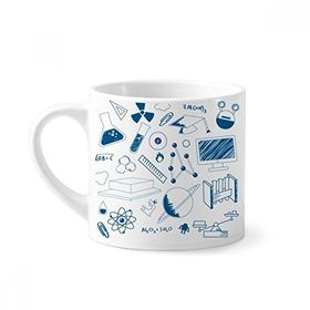 Dıythinker 170 ml Beyaz Mavi Izgara Vuruşları Kimya Sembolü Mini Kahve Seramik Kupa