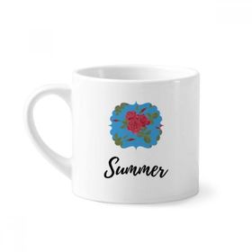 Dıythinker 170 ml Beyaz Mavi Kırmızı Çizim Sanatı Bitki Mini Kahve Seramik Kupa