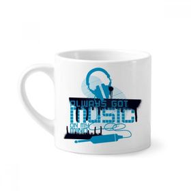 Dıythinker 170 ml Beyaz Mavi Kulaklık Müzik Çılgın Desenli Mini Kahve Seramik Kupa
