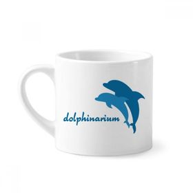 Dıythinker 170 ml Beyaz Mavi Okyanus Dostu Yunus Desenli Mini Kahve Seramik Kupa