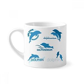 Dıythinker 170 ml Beyaz Mavi Okyanus Yunus Biyoloji Mini Kahve Seramik Kupa