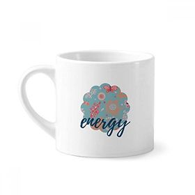 Dıythinker 170 ml Beyaz Mavi Yapraklar Çiçek Bitki Boyası Mini Kahve Seramik Kupa