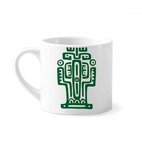 Dıythinker 170 ml Beyaz Meksika Totems Antik Medeniyet Kaktüs Mini Kahve Seramik Kupa