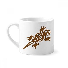 Dıythinker 170 ml Beyaz Meksika Totems Gecko Kertenkele Antik Medeniyet Mini Kahve Seramik Kupa
