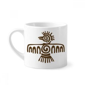 Dıythinker 170 ml Beyaz Meksika Totems Kel Kartal Antik Medeniyet Mini Kahve Seramik Kupa
