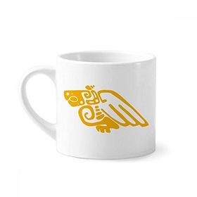 Dıythinker 170 ml Beyaz Meksika Totems Meksika Kartalı Antik Medeniyet Mini Kahve Seramik Kupa