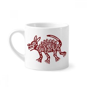 Dıythinker 170 ml Beyaz Meksika Totems Vahşi Hayvan Antik Medeniyet Mini Kahve Seramik Kupa