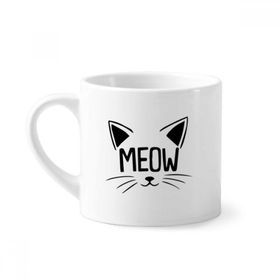 Dıythinker 170 ml Beyaz Meow Cat Head Alıntı DIY Tasarım Mini Kahve Seramik Kupa