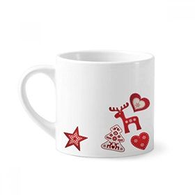 Dıythinker 170 ml Beyaz Merry Christmas Kırmızı Geyik Yıldızı Mini Kahve Seramik Kupa