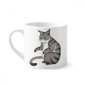 Dıythinker 170 ml Beyaz Miaoji Boyama Ejderha-Li Suluboya Kedi Mini Kahve Seramik Kupa