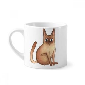 Dıythinker 170 ml Beyaz Miaoji Boyama Suluboya Kedi Siyam Mini Kahve Seramik Kupa