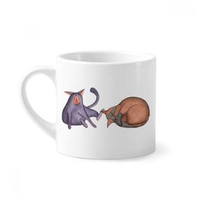 Dıythinker 170 ml Beyaz Miaoji Boyama Suluboya Mavi Kedi Mini Kahve Seramik Kupa