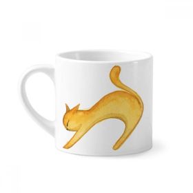 Dıythinker 170 ml Beyaz Miaoji Resim Turuncu Kedi Suluboya Mini Kahve Seramik Kupa